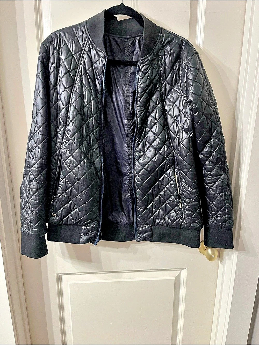 Michael Kors Quilted Bomber Jacket in Black